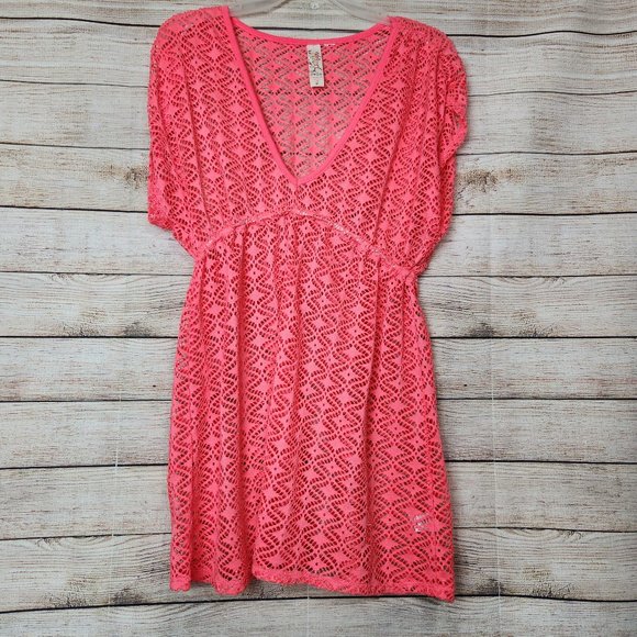 Miken Swim Miken Swim Swimsuit Cover Up Neon Pink Mesh Size Medium